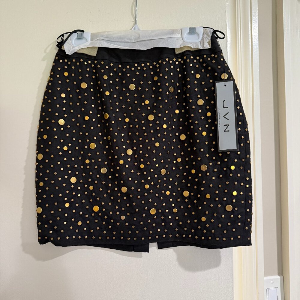 Jovani Suede Black/Gold Mini Skirt
